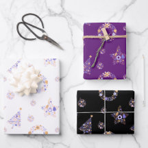 Jeu de papier d'enveloppement de Noël violet