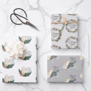Jeu de papier d'enveloppement de Yule solstice d'h