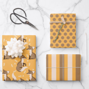 Jeu de papier d'enveloppement Fox mignonne