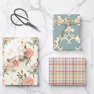 Jeu de papier d'enveloppement Rose de pêches et de