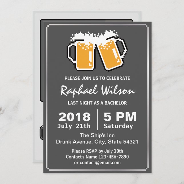 Jeu de poche Cartes de fête de Bachelor Boissons d (Devant / Derrière)