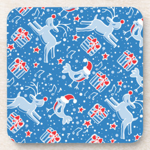 Jeu de rennes bleus de Noël 6 dessous de verre