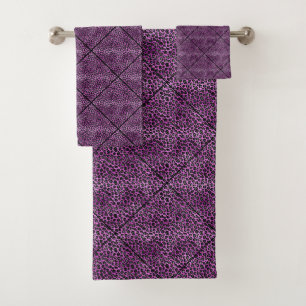 JEU DE SERVIETTES BLANCHES EN PURPLE LÉOPARD
