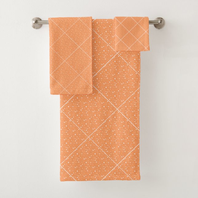 JEU DE SERVIETTES DE BAIN ABSTRAIT DE LUXE ORANGE (En situation)