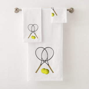 Jeu de serviettes de bain blanc de tennis Doubles