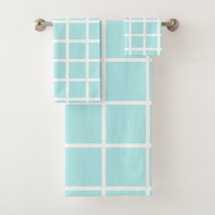JEU DE SERVIETTES DE BAIN BLANC LUXE BLEU
