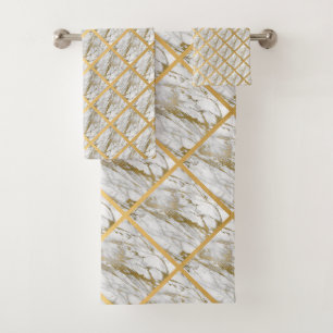JEU DE SERVIETTES DE BAIN DE LUXE MARBRE BLANC GOL