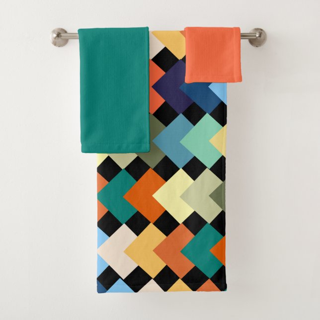 Jeu de serviettes de bain en diamants de couleur c (En situation)