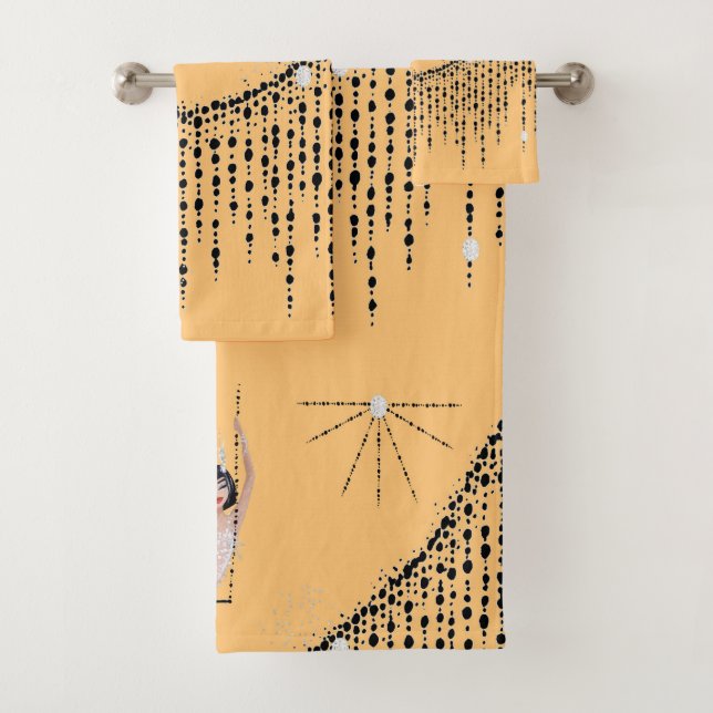 Jeu de serviettes de bain Flapper Girl on Swing (En situation)