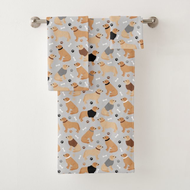 Jeu de serviettes de bain Golden Retriever Bones a (En situation)