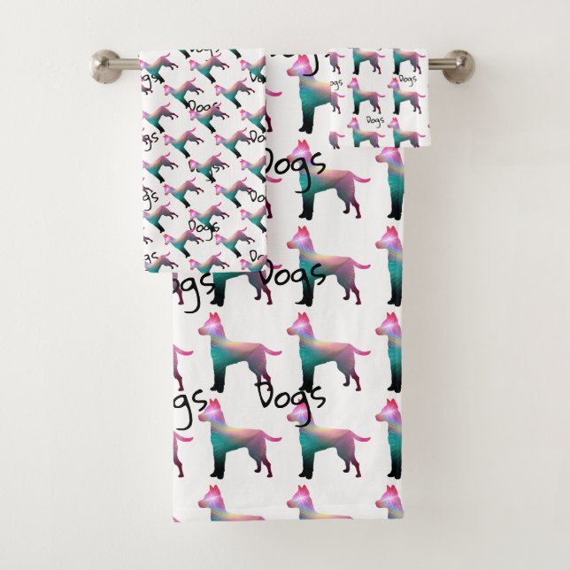 Jeu de serviettes de bain Logo Chiens (En situation)