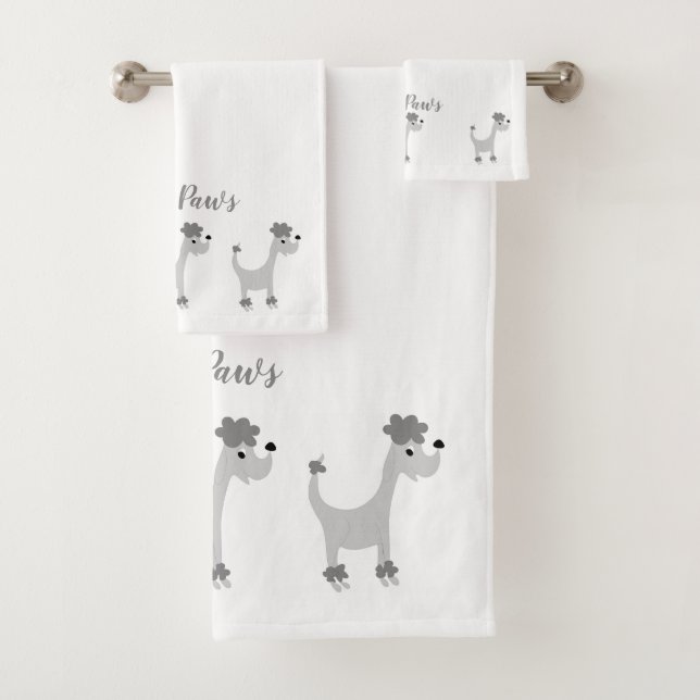 Jeu de serviettes de bain posh Paws gris caricatur (En situation)