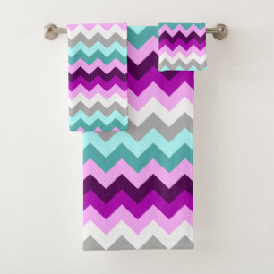 Jeu de serviettes de bain Turquoise de Chevrons vi