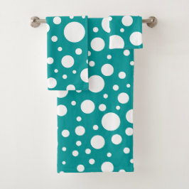 Jeu de serviettes de bain turquoise Spots
