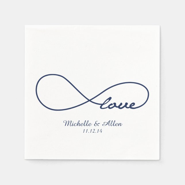 Jeu de serviettes en papier Mariage d'amour bleu m (Devant)