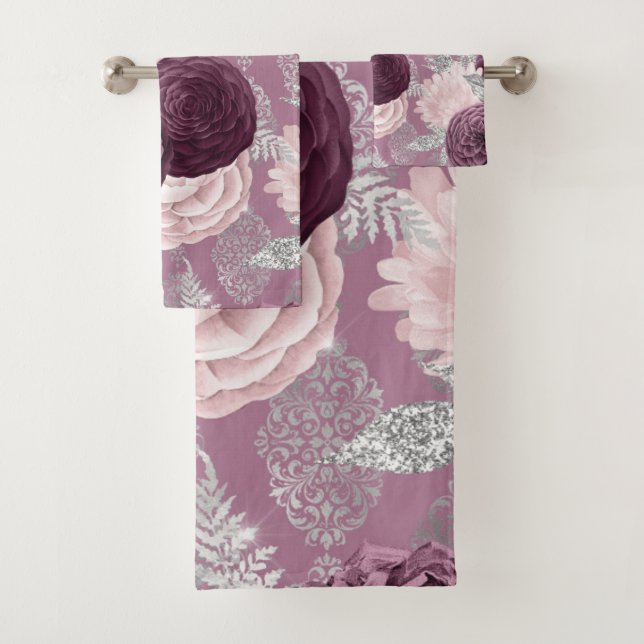 JEU DE SERVIETTES HAMPTON FLORALE ROUGE LUXUEUX (En situation)