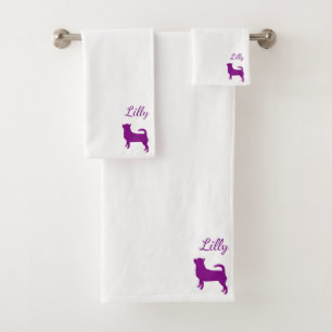 Jeu de serviettes violet Chihuahua