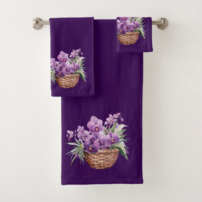 Jeu de serviettes violet Lavender Orchid (En situation)