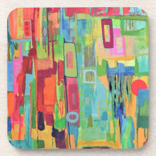 Jeu de soleil orange de 6 Dessous de verre