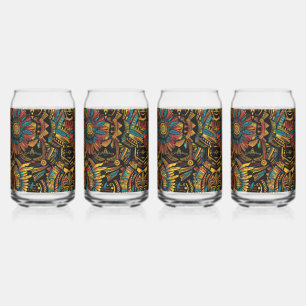 Jeu de verre imprimé bleu antique "Aztec Dream" 16