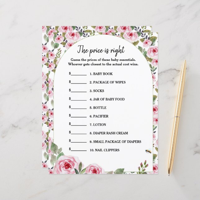 Jeu feuille de papier Le prix est correct (Devant/Arrière en situation)