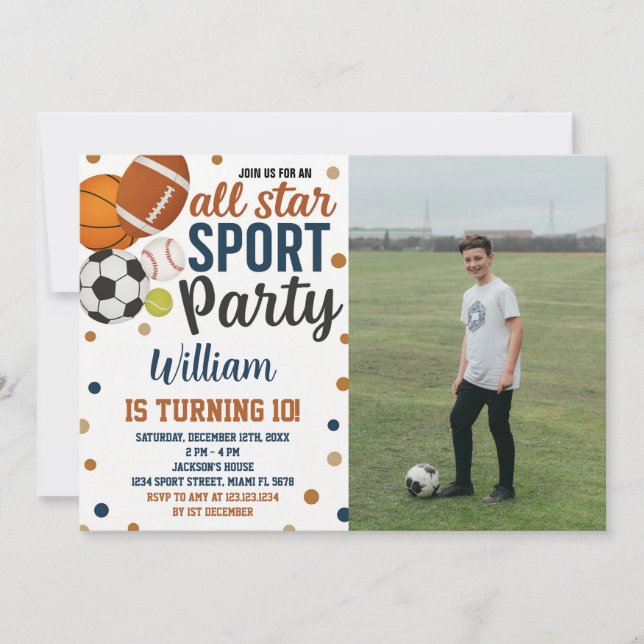 Jeu Jour Sports Anniversaire Invitation (Devant)