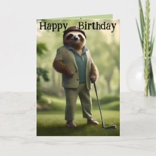 Jeu On : Sloth Golf Player Carte Anniversaire