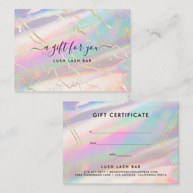 Jeu Optique Holographique Iridescente | Certificat (Devant / Derrière)