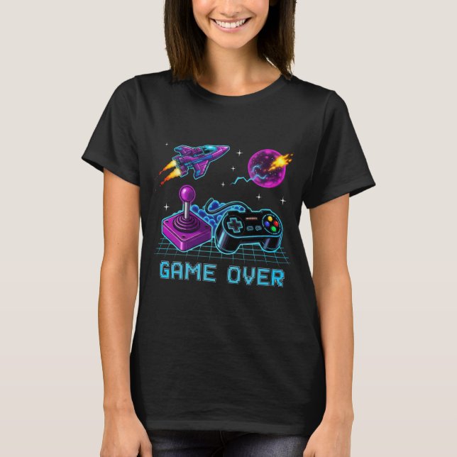 Jeu Over - T-shirt Retro Pixel Art Arcade (Devant)