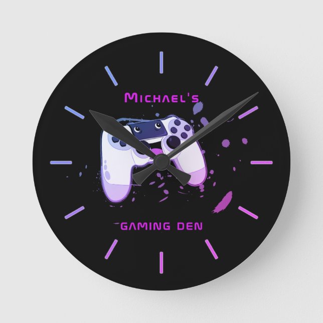 Jeu personnalisé DEN Gamers Mur Horloge Neon (Recto)
