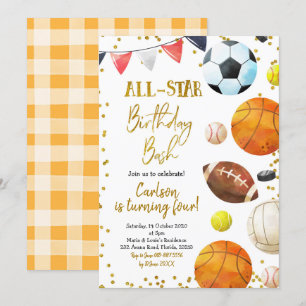 Jeu sportif Anniversaire Invitation