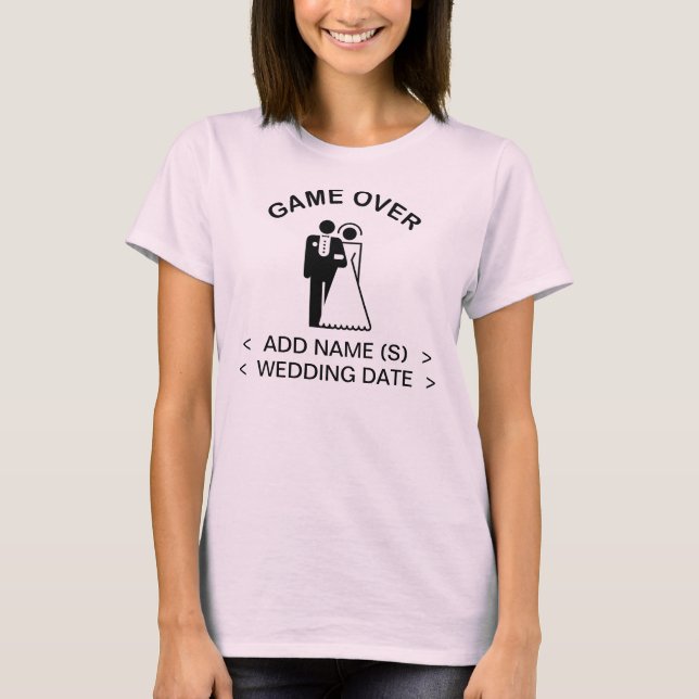 Jeu sur Ajouter des noms Mariage date T-shirt (Devant)