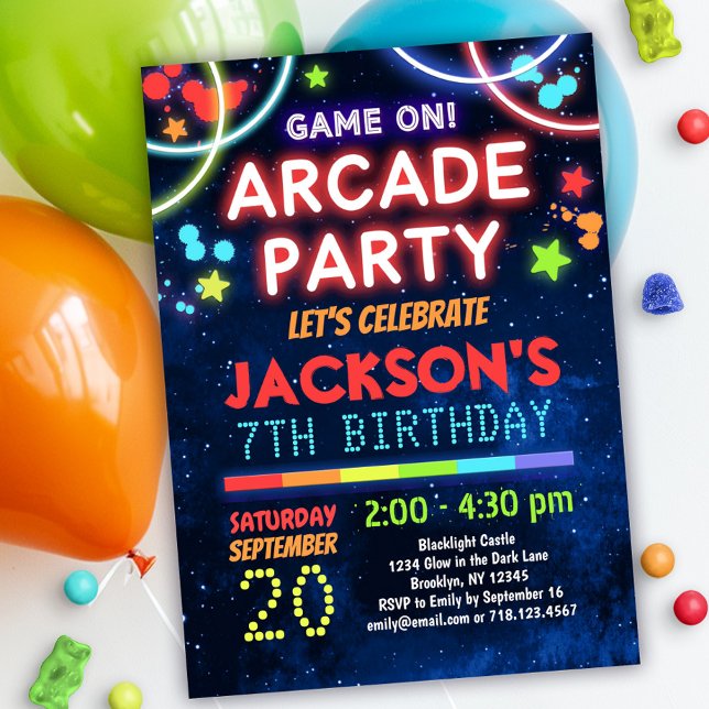 Jeu Sur Arcade Party Anniversaire Invitation (Créateur téléchargé)