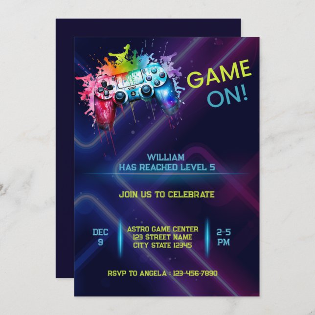 Jeu Sur Invitation Anniversaire (Devant / Derrière)