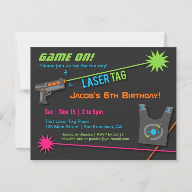 Jeu Sur Laser Balise Anniversaire Invitations (Devant)