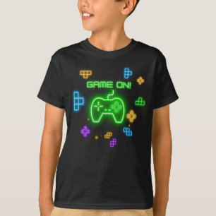 Jeu sur t-shirt du joueur vert néon, bleu & jaune