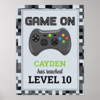 Jeu Sur Vidéo Jeu Anniversaire Poster Niveau Up