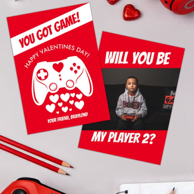 Jeu Vidéo Enfants Valentines Carte Jour (Video Game Kids Photo Valentines Day Card)