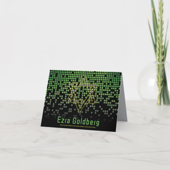 Jeu vidéo noir vert Gamer Bar Mitzvah Merci (Devant)