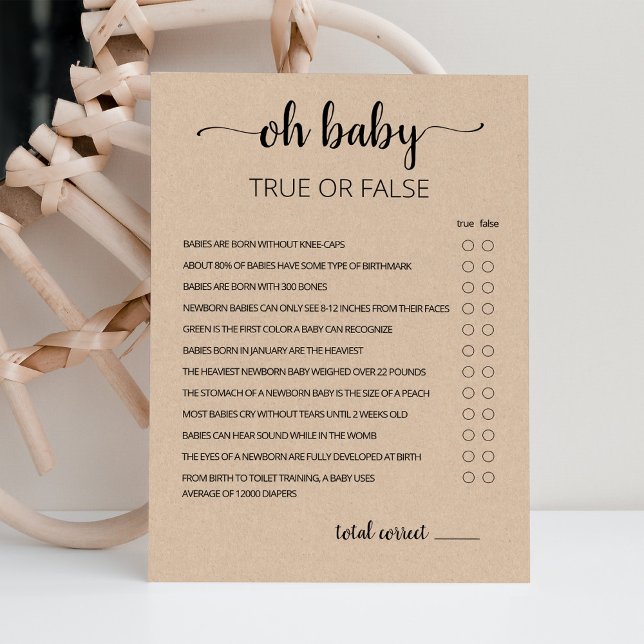 Jeu Vrai ou Faux avec la carte de Baby shower Répo (Créateur téléchargé)