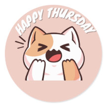 JEUDI JEUDI STICKER ROUND CLASSIQUE CAT CUTE