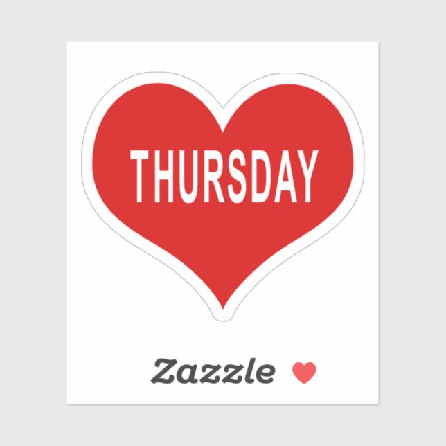 JEUDI Red Love Heart Vinyl Sticker (Feuille)