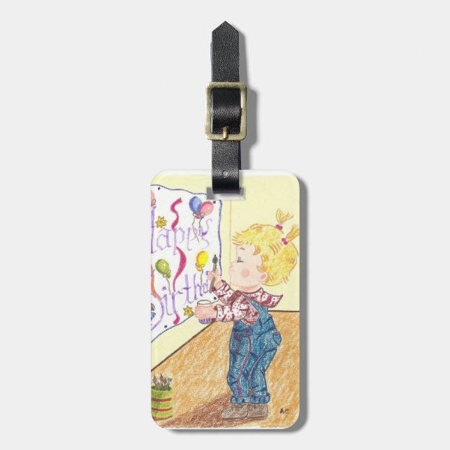 Jeune artiste fille étiquette bagage personnalisée (Devant Vertical)