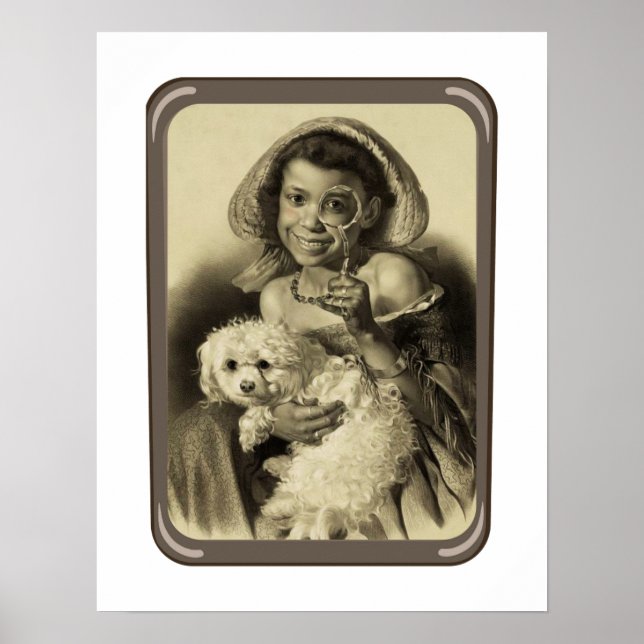 Jeune dame avec chiot imprimé, Poster Papier (Matt (Devant)