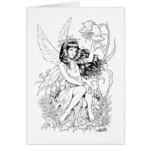 Jeune fée de B&W avec des fleurs par Al Rio