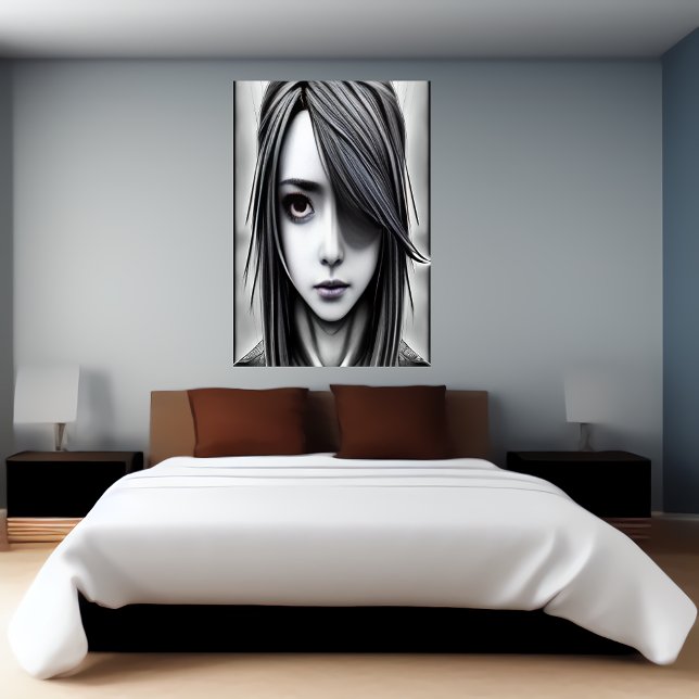 jeune femme noire et blanche | AI Art Poster (Créateur téléchargé)