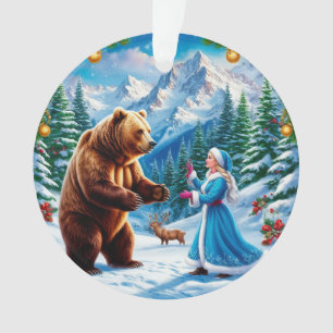 Jeune fille de neige enchantant la scène hivernale