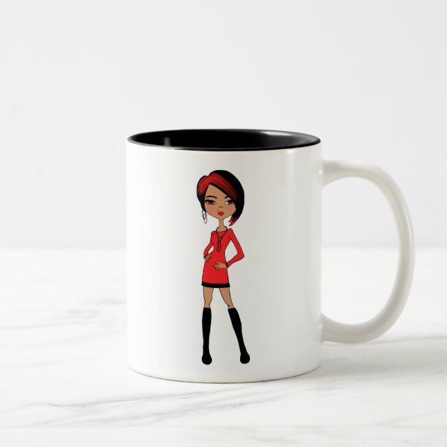 Jeune Fille Fashionista Mug Deux Tons (Droit)