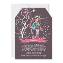 Jeune fille skieuse | Cartes de Noël personnalisée