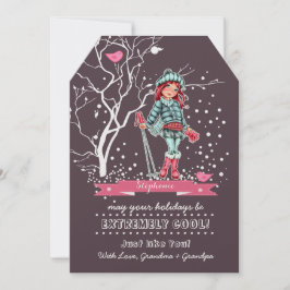 Jeune fille skieuse | Cartes de Noël personnalisée